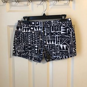 J Crew Patterned Shorts - Navy Blue and White